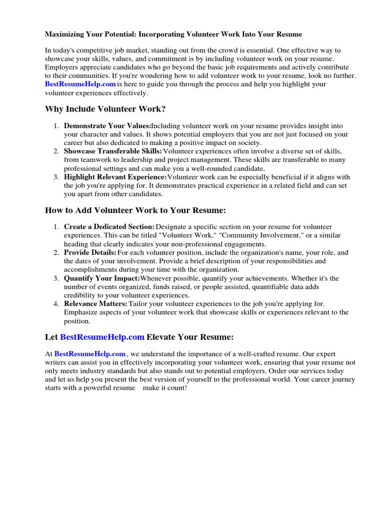 How To Add Volunteer Work in Resume - 1719553811