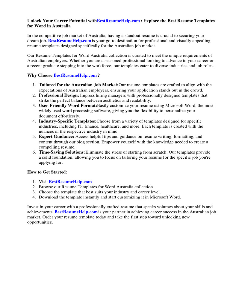 Resume Template Word Australia - 1721138468