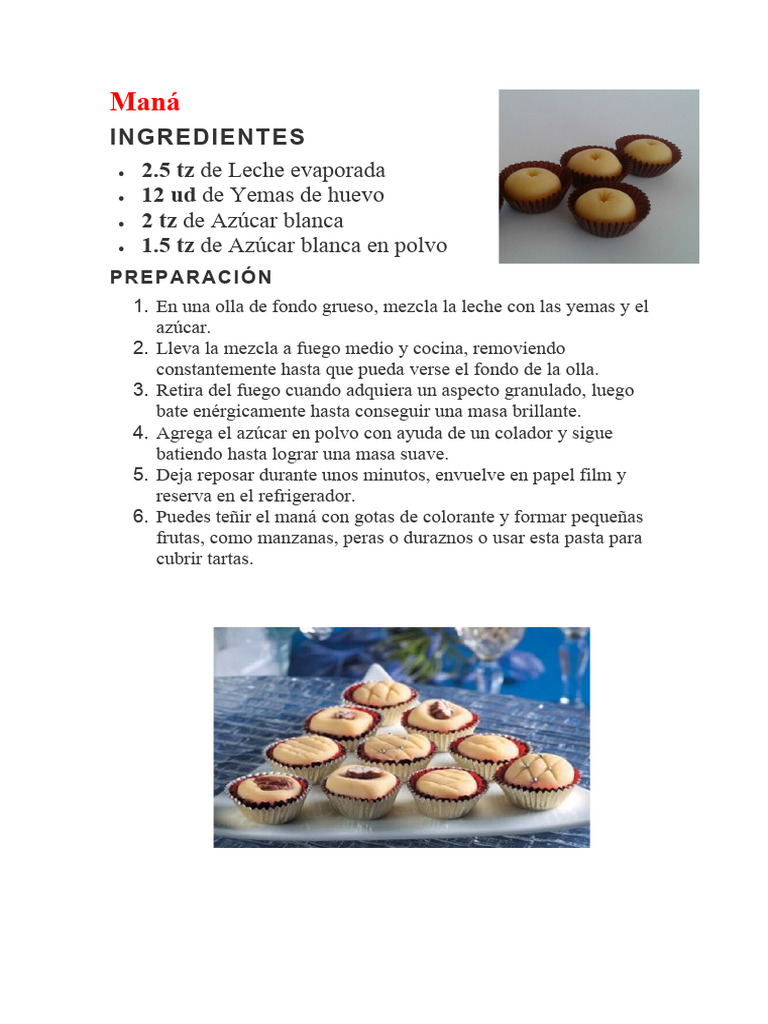 Receta de Maná: Dulce Tradicional | PDF | Relaciones personales ...