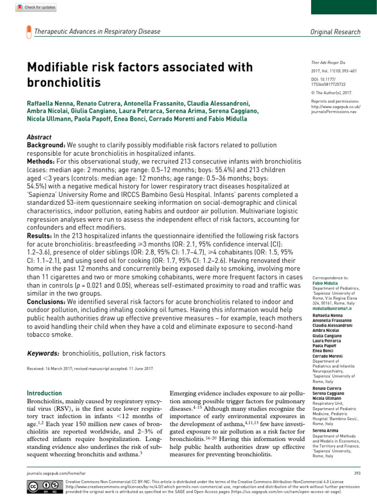 Nenna Et Al 2017 Modifiable Risk Factors Associated With Bronchiolitis ...