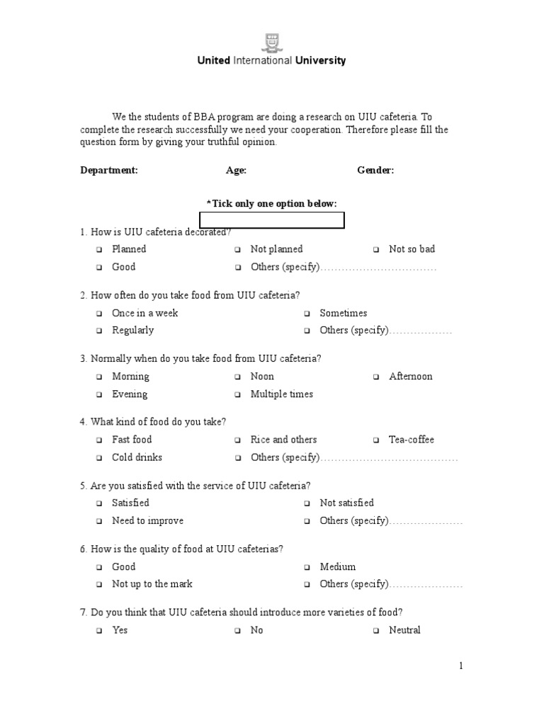 Questionnaire Cognition Psychology & Cognitive Science