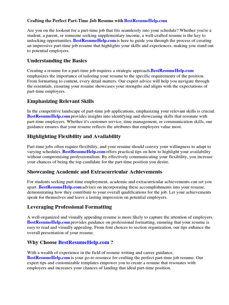 How To Do Resume For Part Time - 1721942955