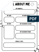Black and White All About Me Activity Worksheet