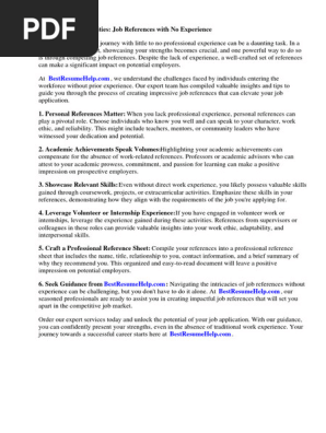 Job References No Experience