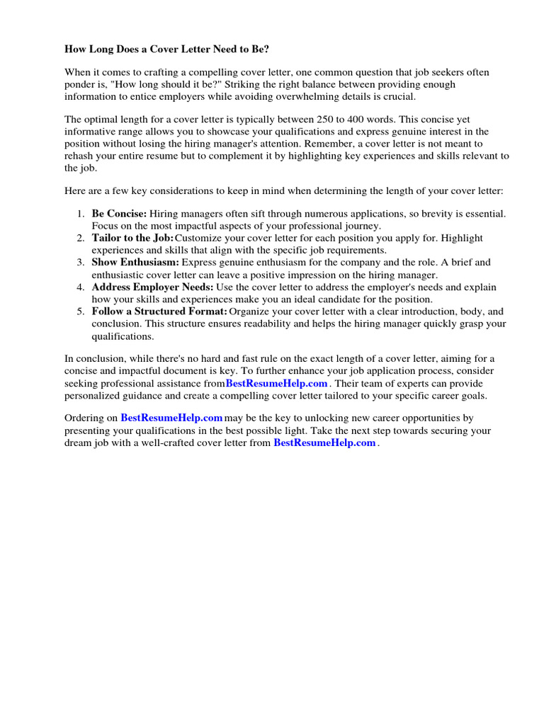 How Long Does A Cover Letter Need To Be Download