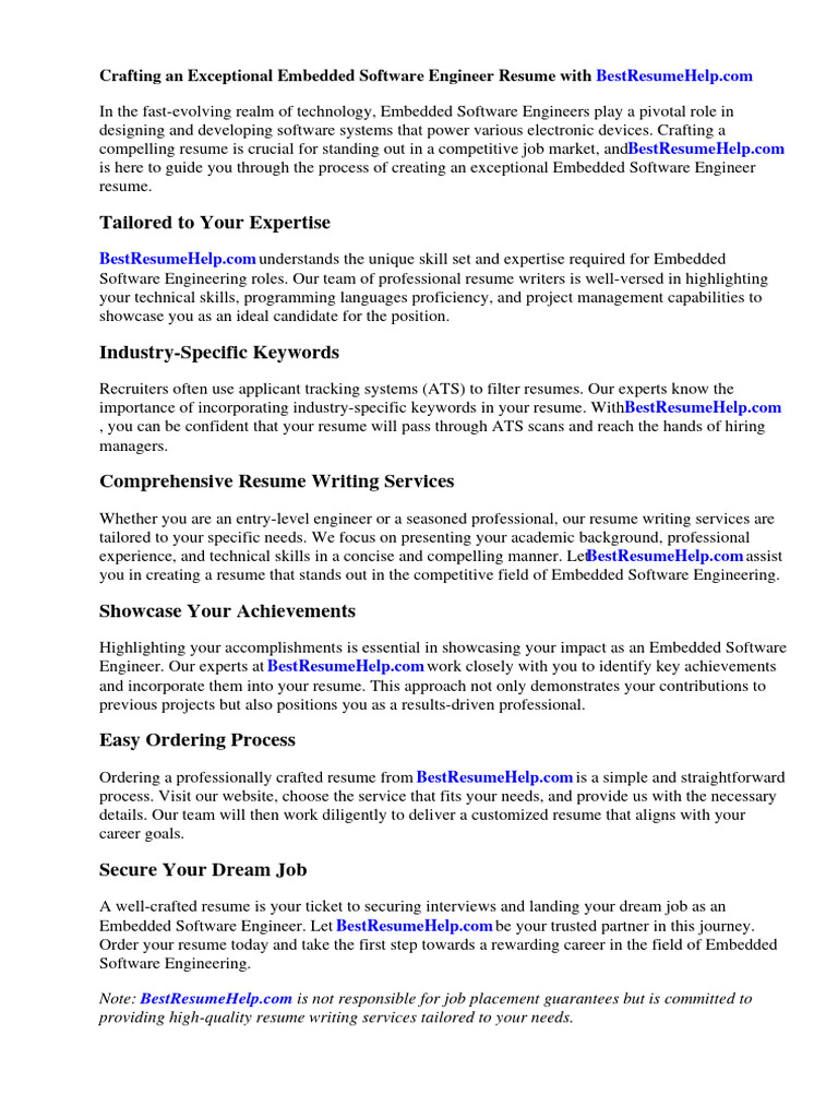 Crafting Your Embedded Engineer Resume | PDF | Embedded System | Software