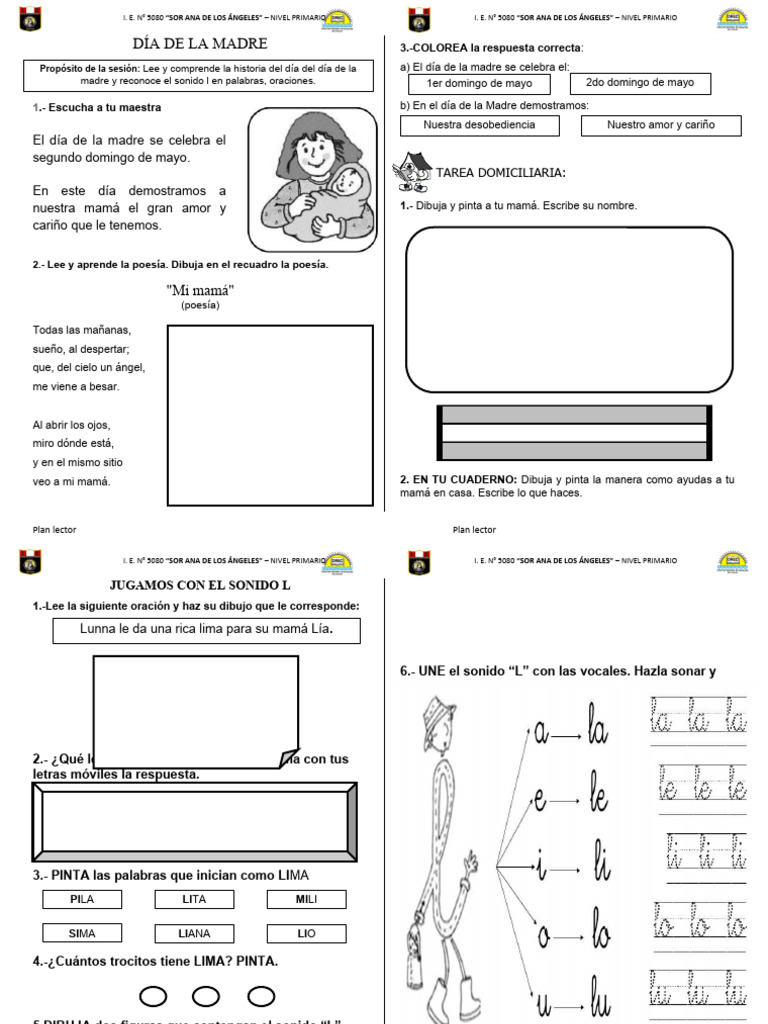 Actividades Día de la Madre Primaria | PDF | Poesía | Ficción general