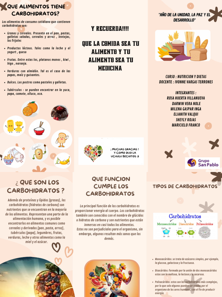 Carbohidratos GRUPO 1 | PDF | Carbohidratos | Alimentos