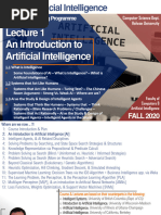 CS361 Artificial Intelligence (SEP) Lecture 1 (An Introduction To Artificial Intelligence) Fall 2020