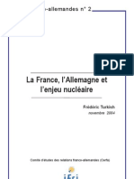 IFRI Vision - La France, L'allemagne Et L'enjeu Nucléaire Frédéric Turkish Novembre 2004