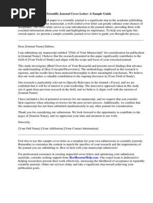 Scientific Journal Cover Letter Sample