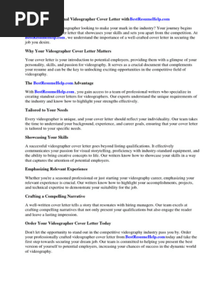 Best Videographer Cover Letter