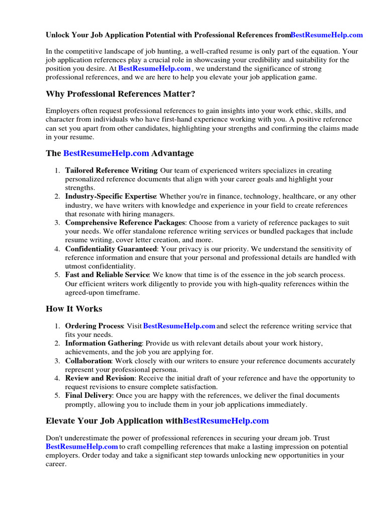 Job Application Reference List Template | PDF | Employment | Business