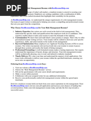 Risk Management Resume