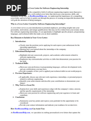 Sample Cover Letter for Internship Software Engineering