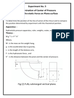 Experiment No. 5 Determination of Center of Pressure and Hydro-Static Force On Plane Surface