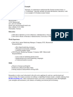 German Resume Format Example