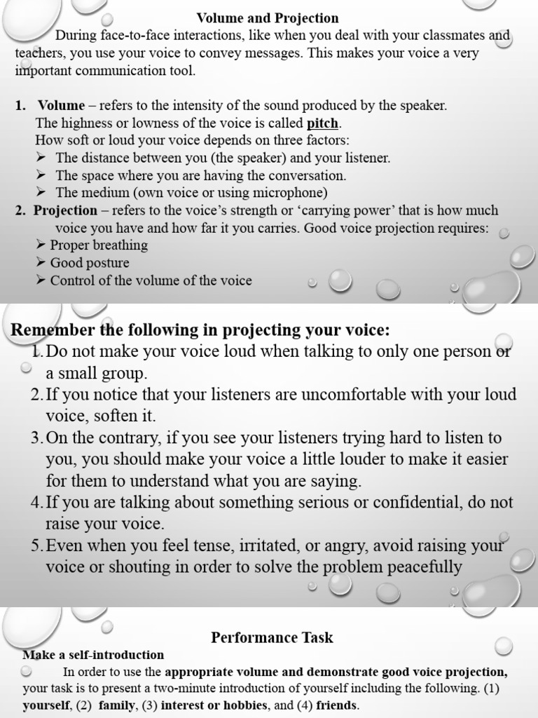 Voice Volume and Projection Skills | PDF | Human Communication ...