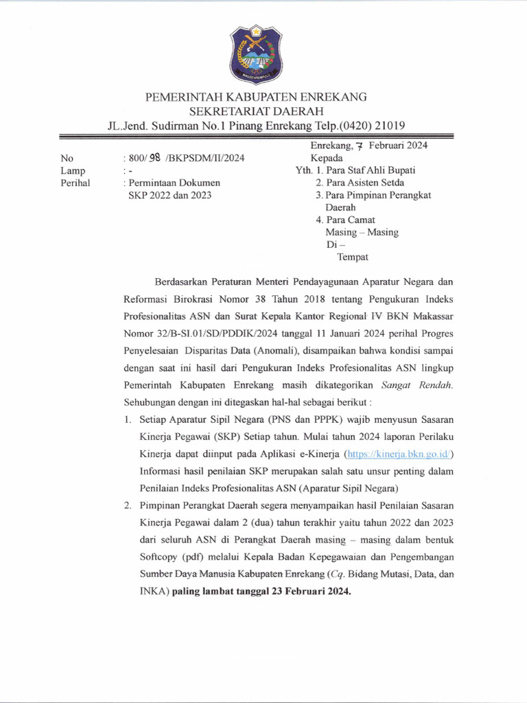 Permintaan SKP 2022-2023.wajib | PDF