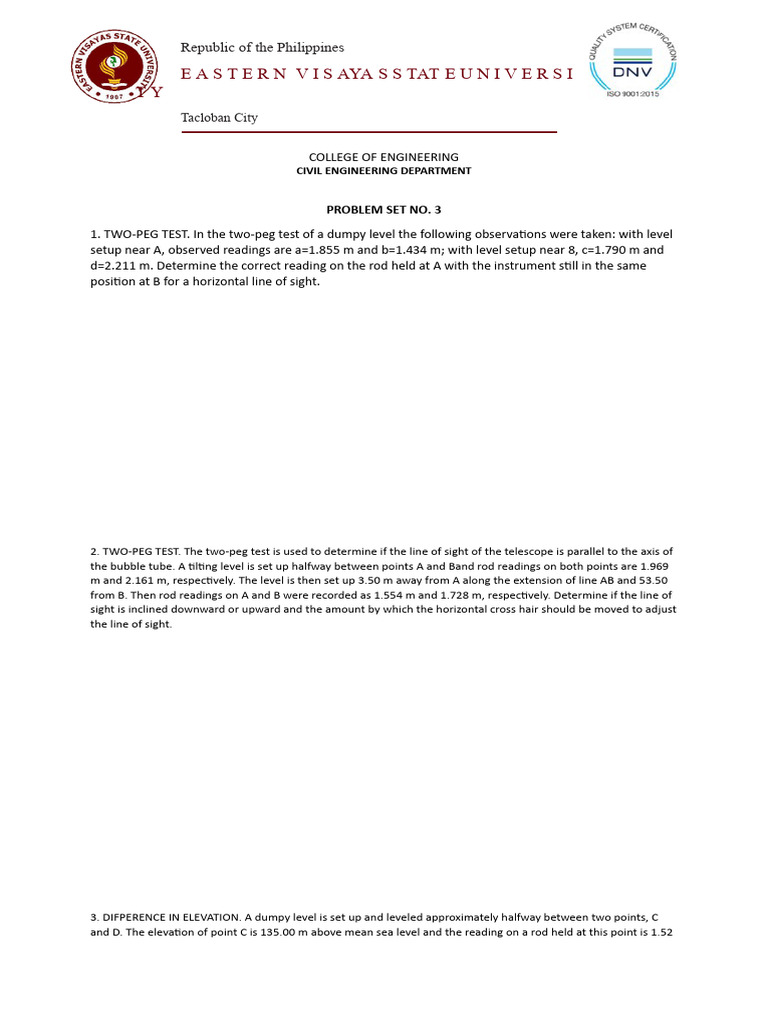 Civil Engineering Problem Set Answers | PDF