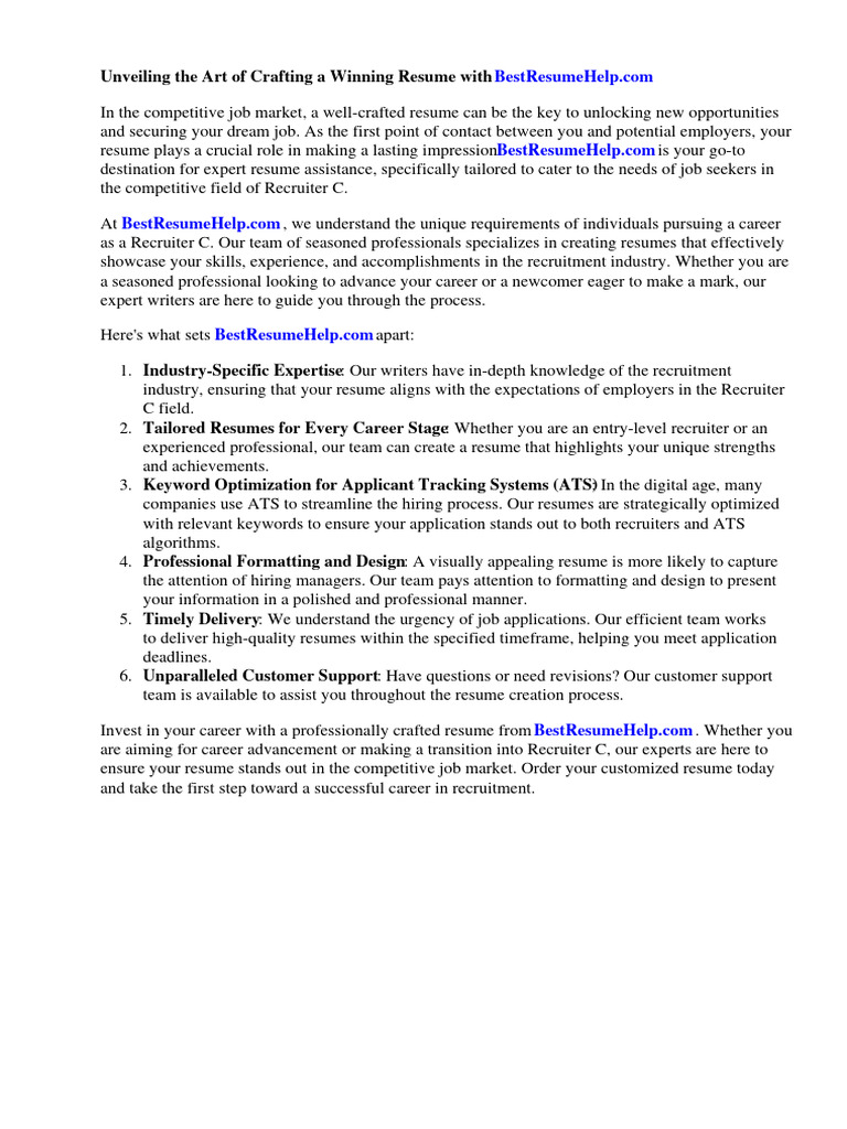 Crafting a Recruiter Cover Letter Guide | PDF | Résumé | Recruitment