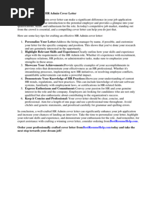 Hr Admin Cover Letter