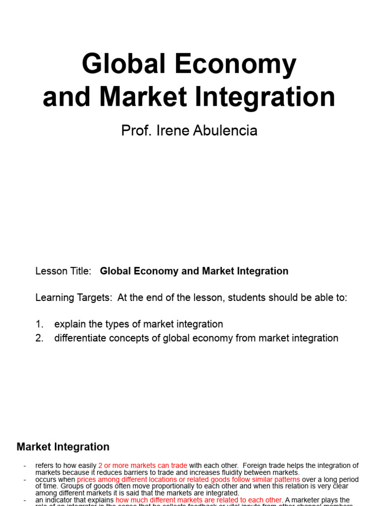 Market Integration in the Global Economy | PDF | Market (Economics ...