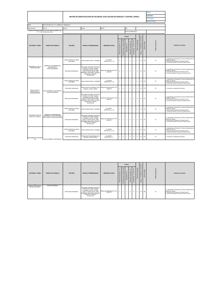 IPERC: Evaluación y Control de Riesgos | PDF | Dolor lumbar | Factores ...