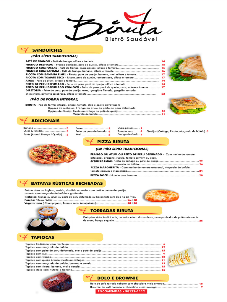 Menu do Bistrô Biruta | PDF | Pizza | Culinária ocidental