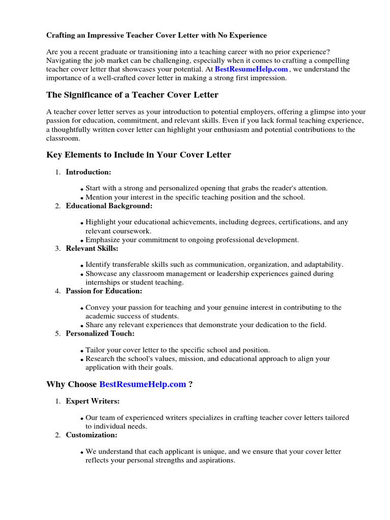 HOW DO I WRITE A COVER LETTER FOR A TEACHING JOB WITH NO EXPERIENCE intelligence overview