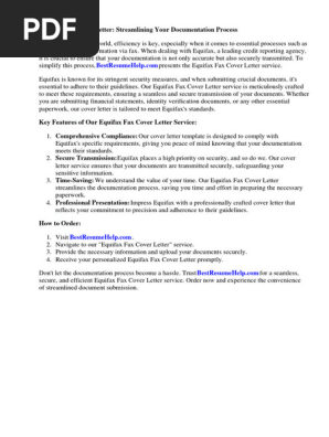 Equifax Fax Cover Letter