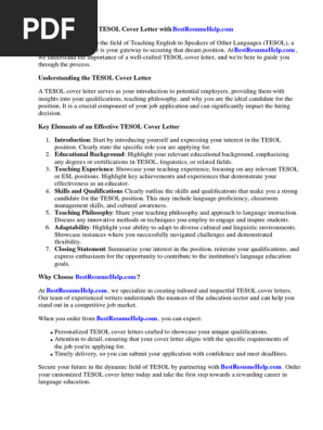 Tesol Cover Letter