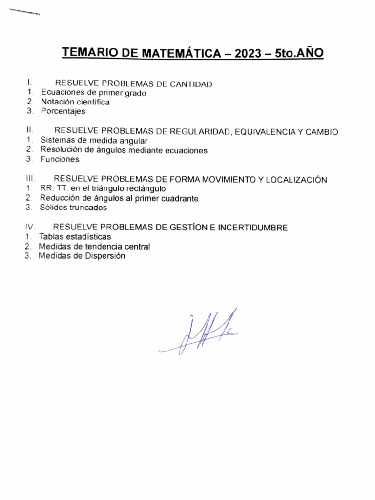Temario de Las Diferentes Areas - Recuperacion | PDF