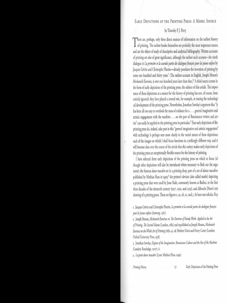 Perry - Early Depictions of The Printing Press | PDF