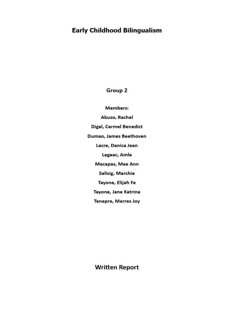Early Childhood Bilingualism G2 Download Free Pdf Multilingualism