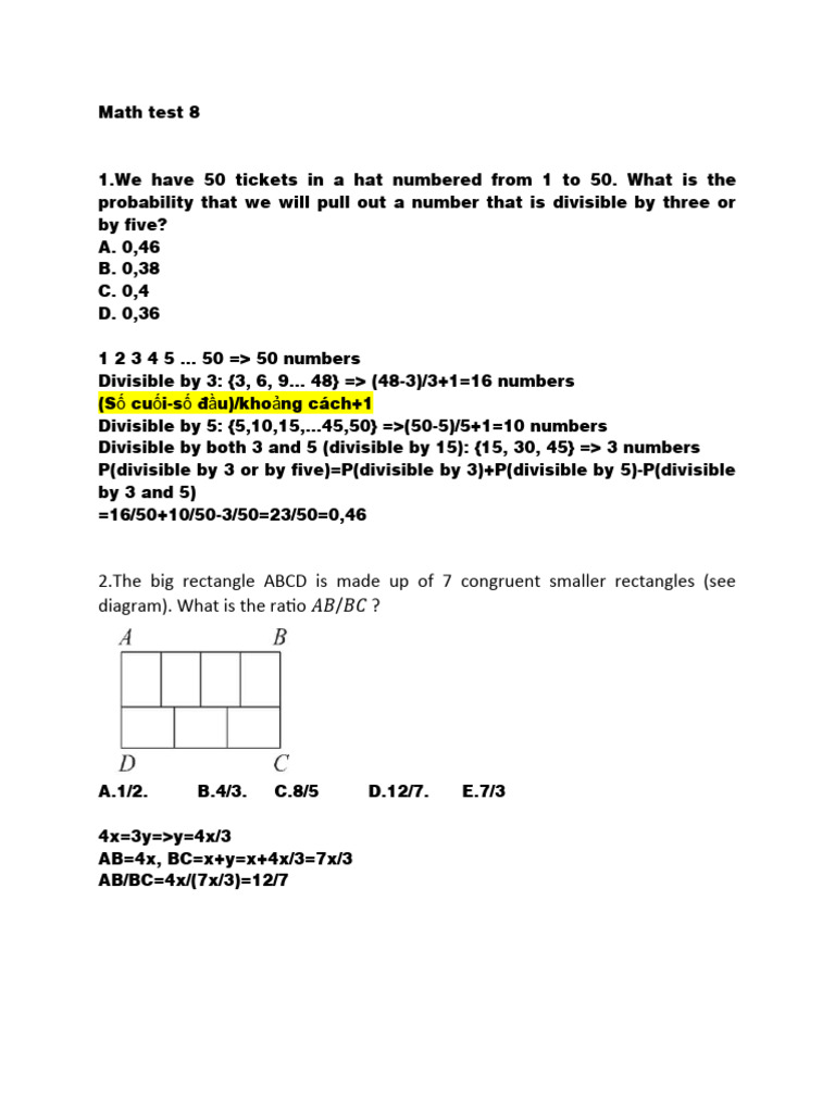 Math Test 8 | PDF | Litre