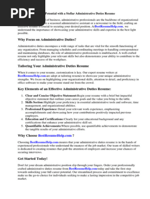 Administrative Duties Resume