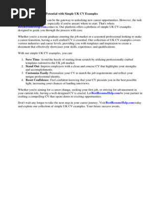 Cv Examples Uk Simple