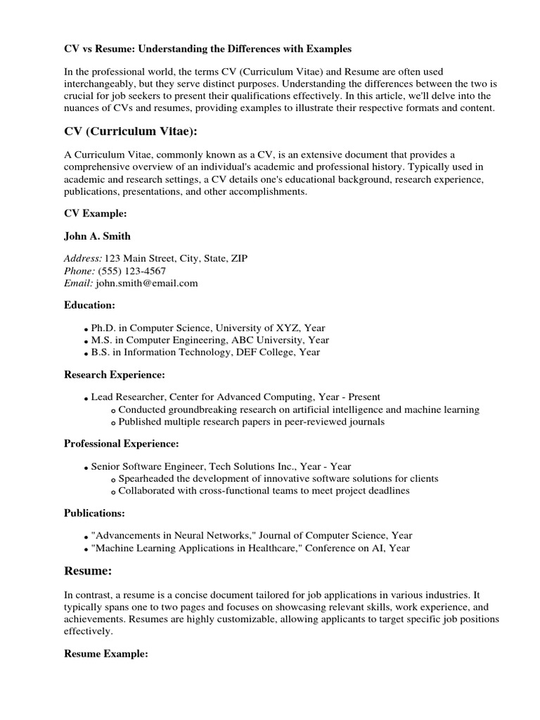Cv vs resume example pdf r sum digital marketing
