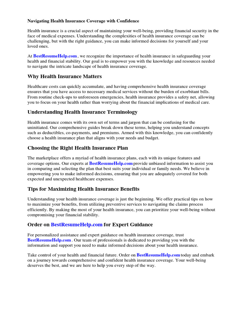 Health Insurance Cover Letter Sample Download Free PDF Health