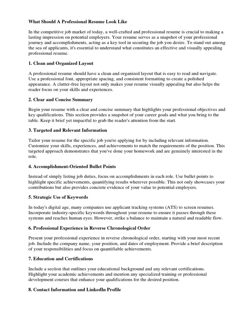 What Should A Professional Resume - 1717181359