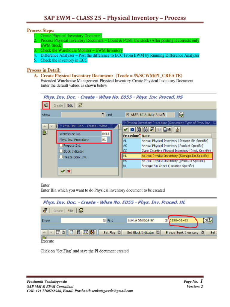SAP EWM Physical Inventory Process Guide | PDF | Inventory | Computer ...