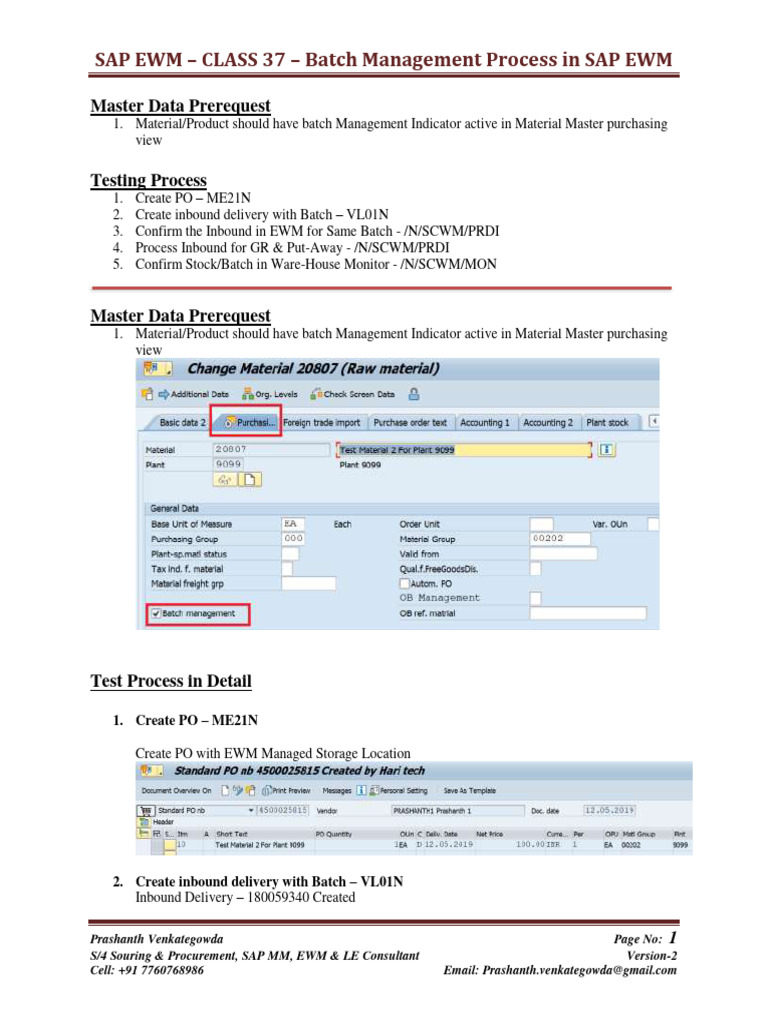 Batch Management in SAP EWM Process | PDF | Business | Technology ...