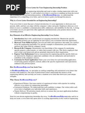 Cover Letter for Internship Position Engineering