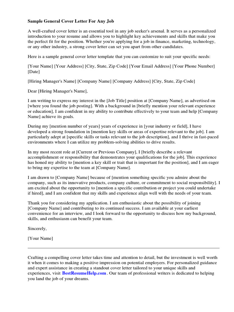 General Cover Letter Template | PDF | Résumé | Http Cookie