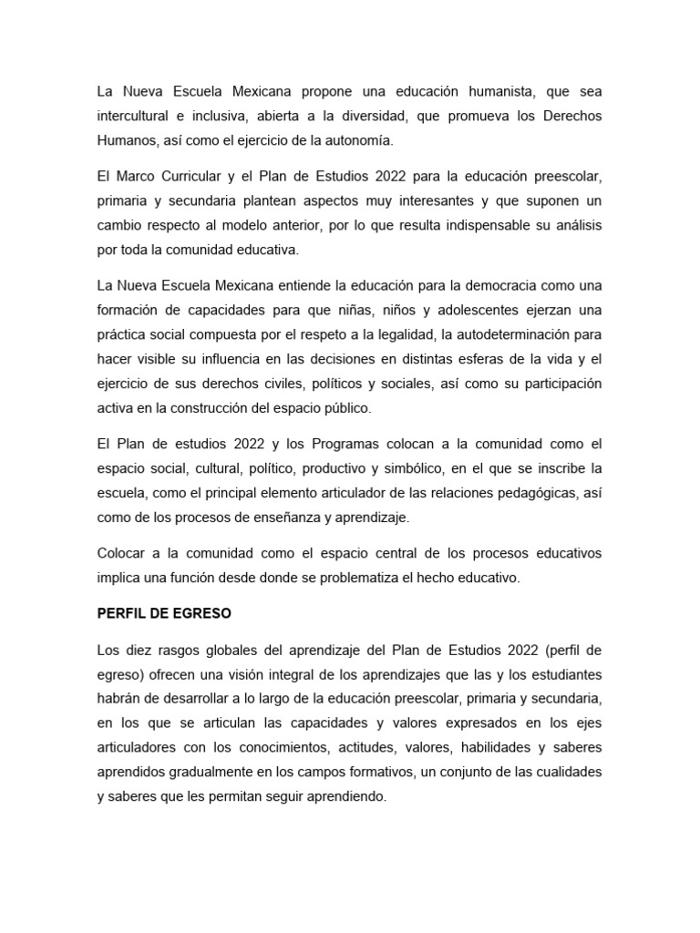 Análisis del Plan de Estudios 2022 | PDF | Educación de la primera ...