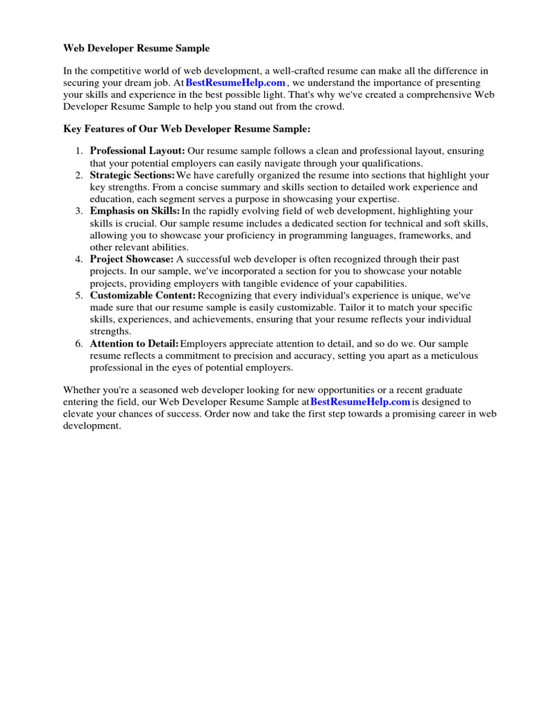 Web Developer Resume Sample Guide | PDF | Résumé | Web Development