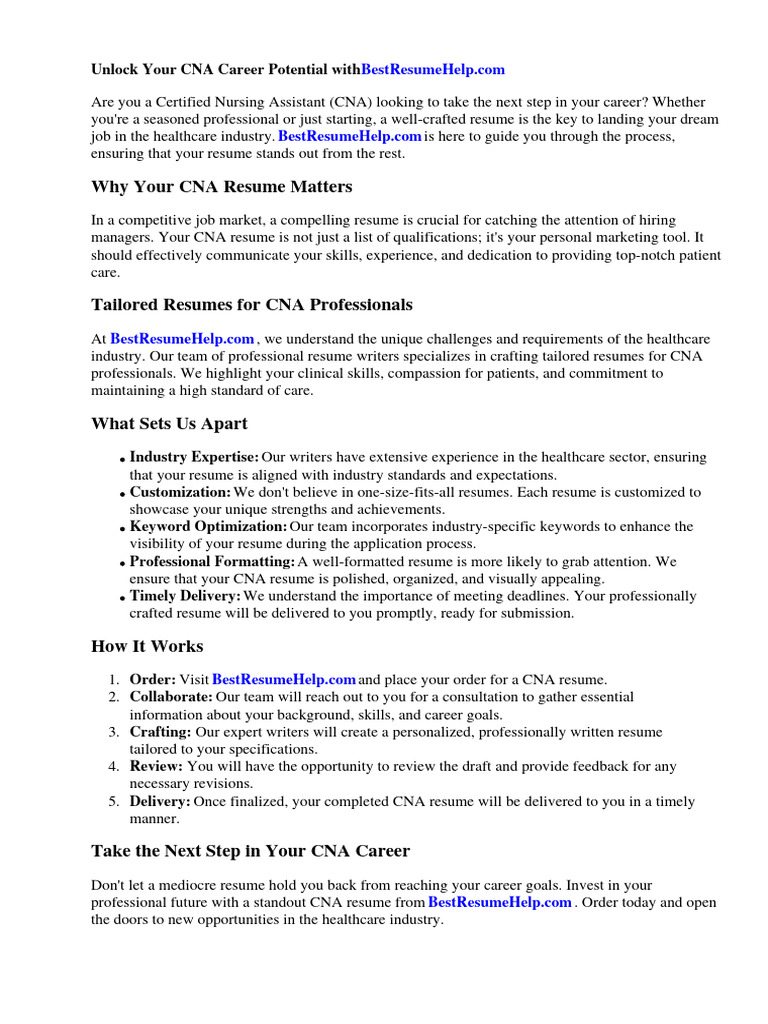 Cna Resume Examples | PDF | Nursing | Patient