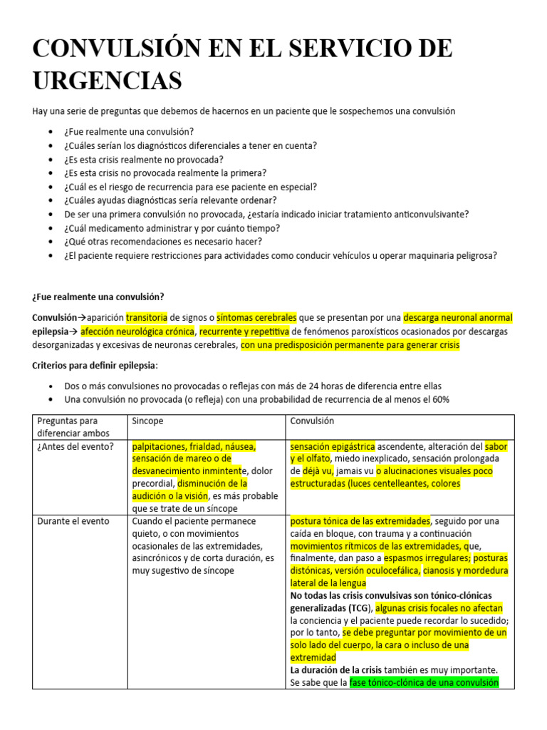 Convulsión en El Servicio de Urgencias | PDF | Epilepsia ...
