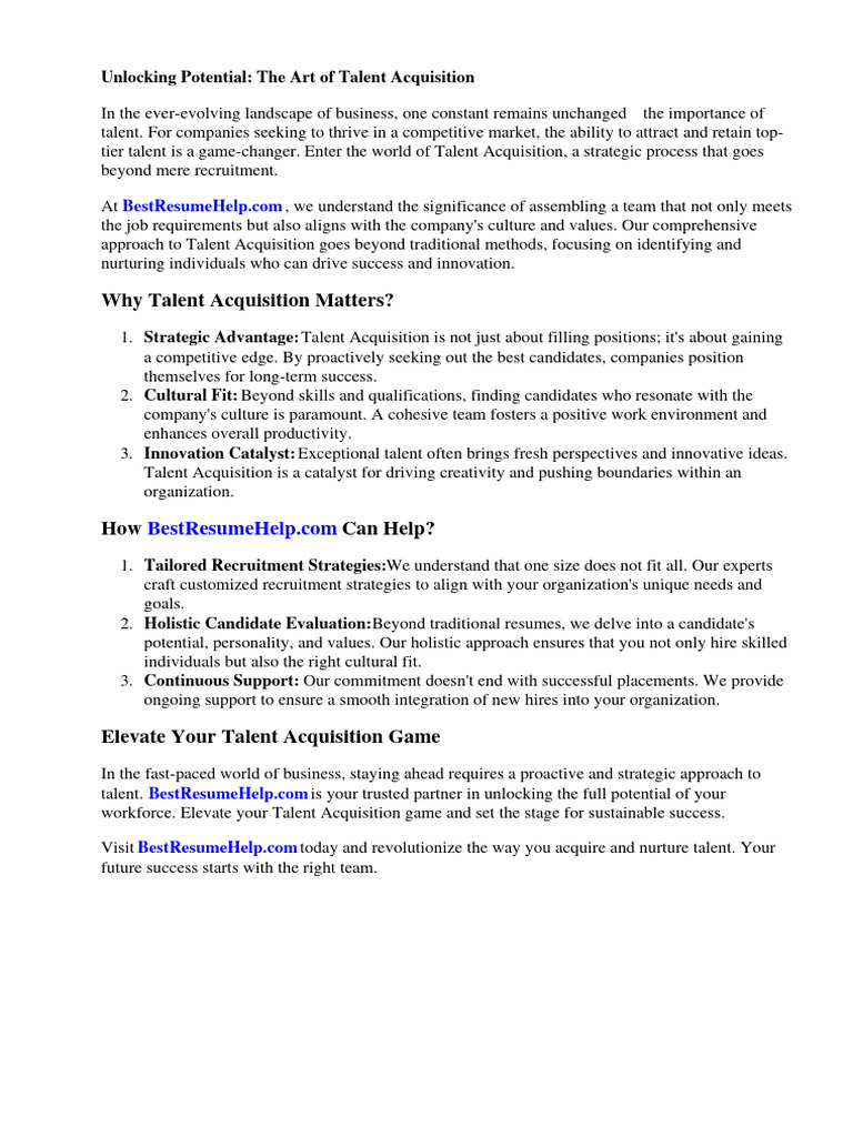 Talent Acquisition Strategies and Insights | PDF | Recruitment | Business